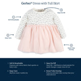 Baby & Toddler Girls Roses Long Sleeve Tulle Dress-Gerber Childrenswear Wholesale