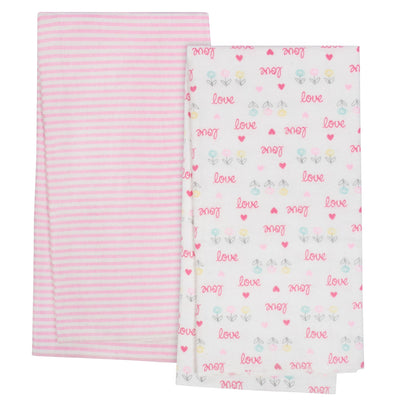 4-Pack Girls Love Organic Flannel Blankets-Gerber Childrenswear Wholesale