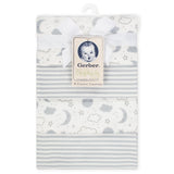 4-Pack Neutral Clouds Organic Flannel Blankets-Gerber Childrenswear Wholesale