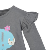 Girl Bunny and Dark Gray Heather Long Sleeve Tops-Gerber Childrenswear Wholesale