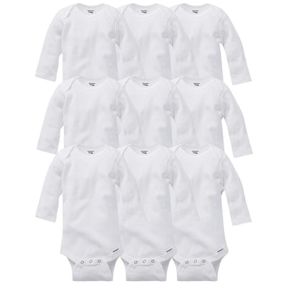 9-Piece White Organic Long Sleeve Onesies® Bodysuits Grow With Me Set-Gerber Childrenswear Wholesale