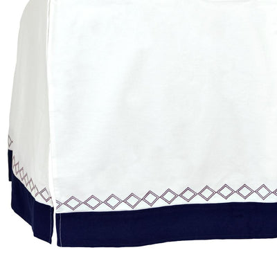 Just Born Dream Crib Skirt, White & Navy Diamond-Gerber Childrenswear Wholesale
