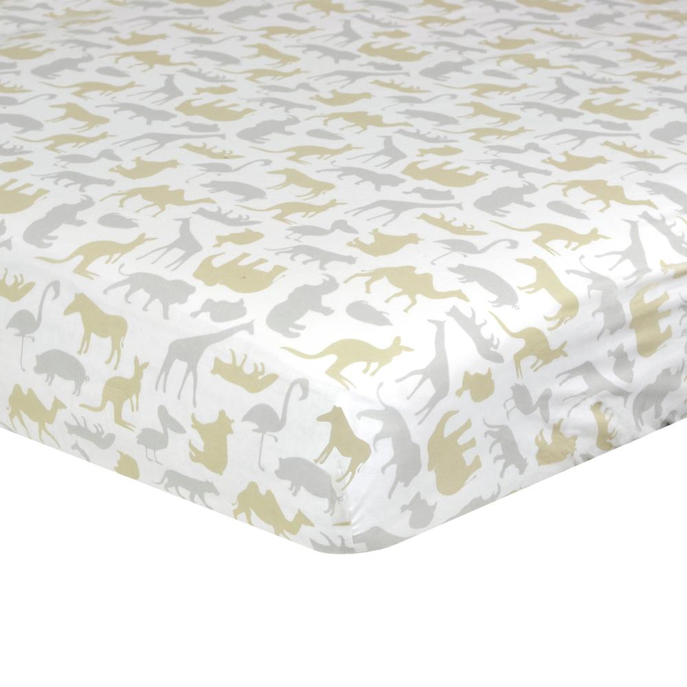 Just Born Dream Fitted Crib Sheet, Taupe Jungle-Gerber Childrenswear Wholesale