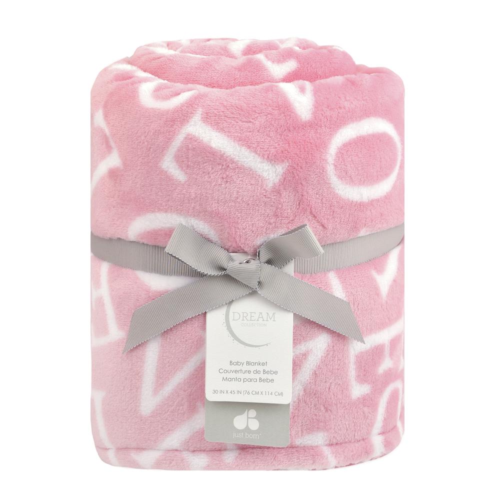 Just Born Dream "Love" Plush Blanket, Pink-Gerber Childrenswear Wholesale