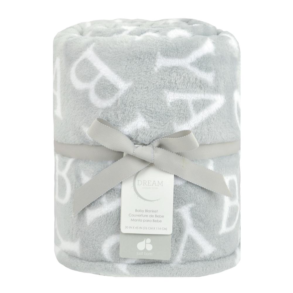 Just Born Dream "Baby" Plush Blanket, Gray-Gerber Childrenswear Wholesale