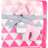 Just Born Triangle-Print Plush Blanket in Pink-Gerber Childrenswear Wholesale