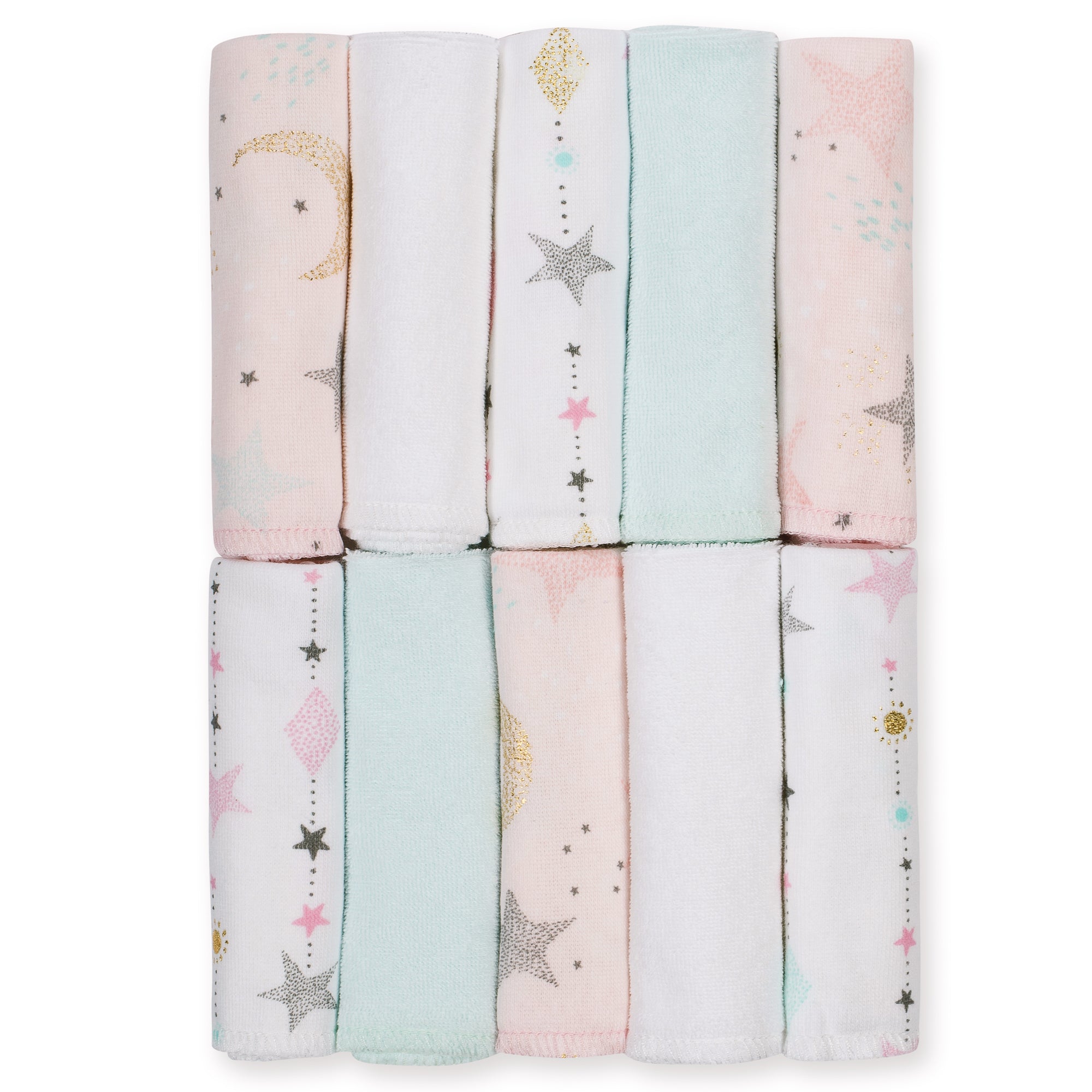 10-Pack Girls Love and Sugar Washcloths-Gerber Childrenswear Wholesale