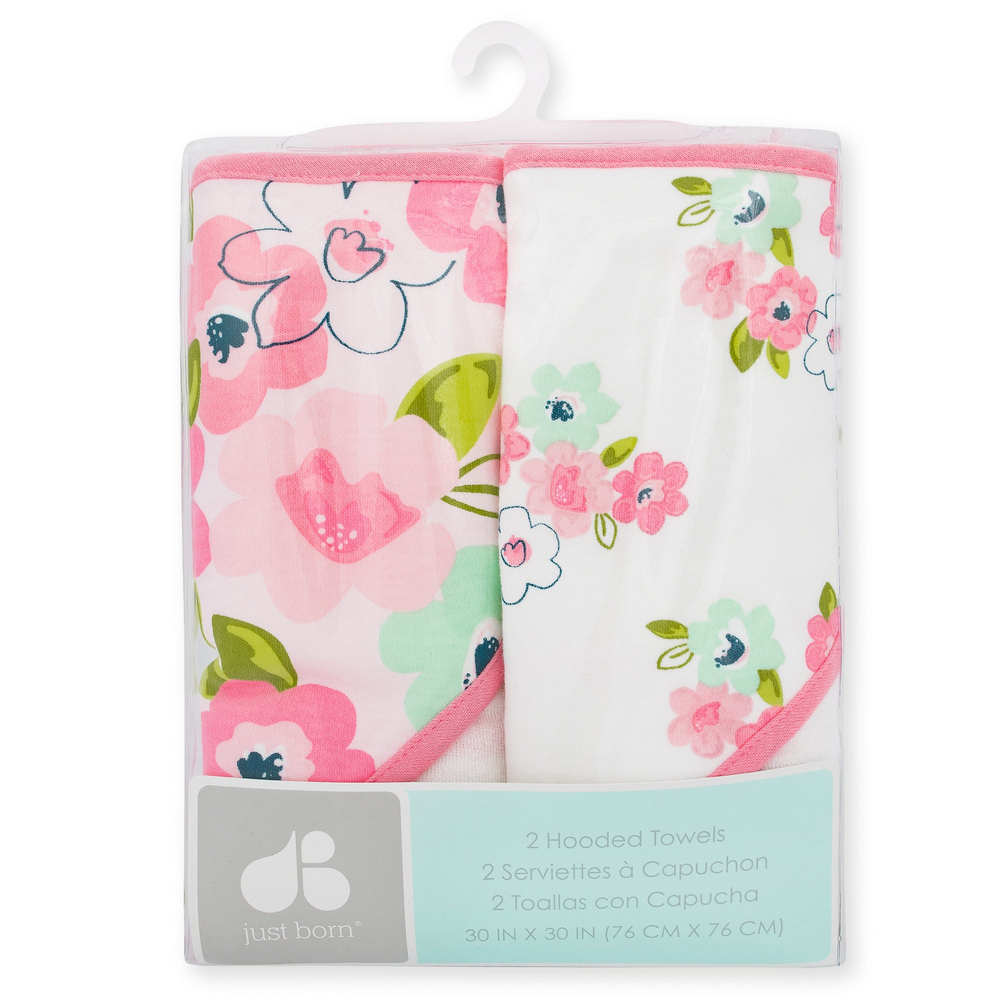 Just Born® 2-Pack Baby Girls Blossom Hooded Towels-Gerber Childrenswear Wholesale