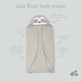 Just Born® Love to Bathe Woven Hippo Hooded Bath Wrap in Grey-Gerber Childrenswear Wholesale