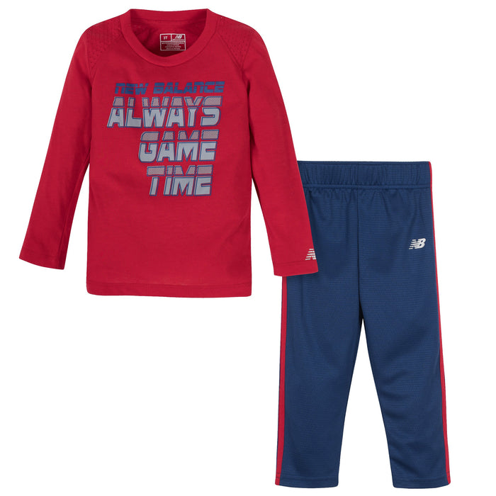 Boys' Tempo Red and Techtonic Blue Long Sleeve Shirt and Pant Set-Gerber Childrenswear Wholesale