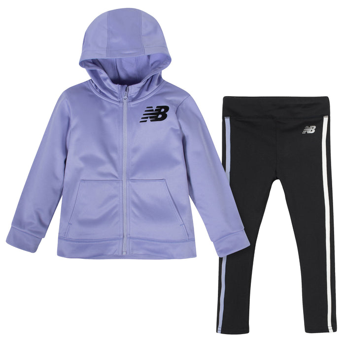 2-Piece Girls' Clear Amethyst and Black Hooded Jacket and Tight Set-Gerber Childrenswear Wholesale