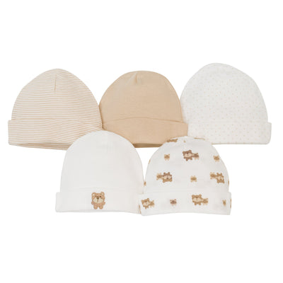 5-Pack Neutral Bear Caps-Gerber Childrenswear Wholesale