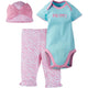 3-Piece Girls Pink Print Bodysuit & Pant Set-Gerber Childrenswear Wholesale