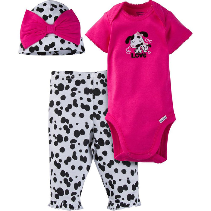 3-Piece Girls Dalmatian Bodysuit and Pant Set-Gerber Childrenswear Wholesale