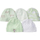 5-Pack Neutral Mint Green Bear Caps-Gerber Childrenswear Wholesale