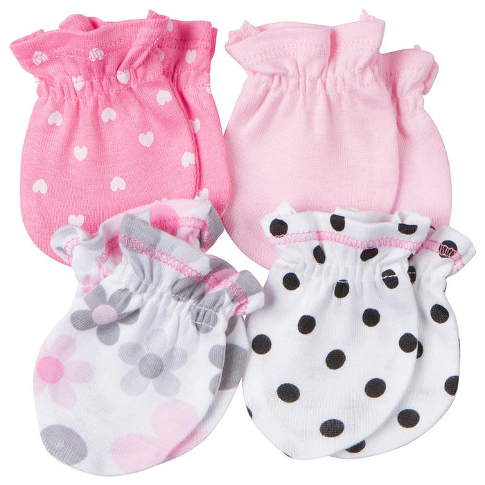 4-Pack Girls Pink & Black Mittens-Gerber Childrenswear Wholesale