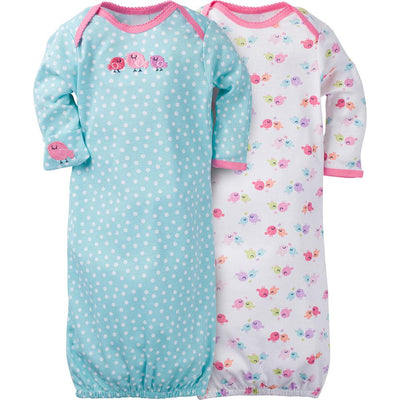 2-Pack Girls Little Bird Mitten Cuff Gowns-Gerber Childrenswear Wholesale