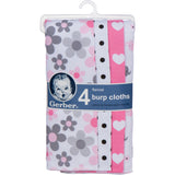 4-Pack Girls Elephant Flannel Burp Cloths-Gerber Childrenswear Wholesale