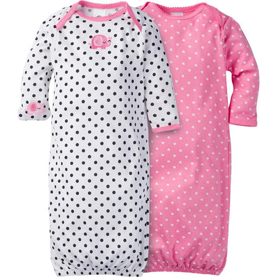 2-Pack Girls Elephant Mitten Cuff Gowns-Gerber Childrenswear Wholesale