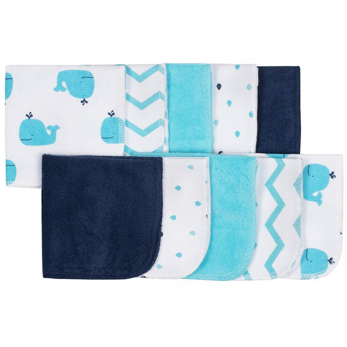 10-Pack Boys Whale Terry Washcloths-Gerber Childrenswear Wholesale