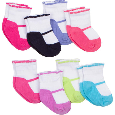 8-Pack Girls Wiggle-Proof Socks with Stay-On Technology-Gerber Childrenswear Wholesale