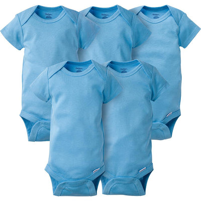 5-Pack Blue Short Sleeve Onesies® Bodysuits-Gerber Childrenswear Wholesale