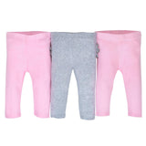 3-Pack Organic Girls Pink & Grey Ruffle Back Slim Pant-Gerber Childrenswear Wholesale