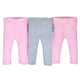 3-Pack Organic Girls Pink & Grey Ruffle Back Slim Pant-Gerber Childrenswear Wholesale