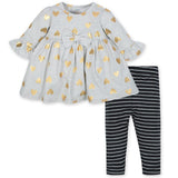 2-Piece Girls Gold Hearts Dress & Legging Set-Gerber Childrenswear Wholesale