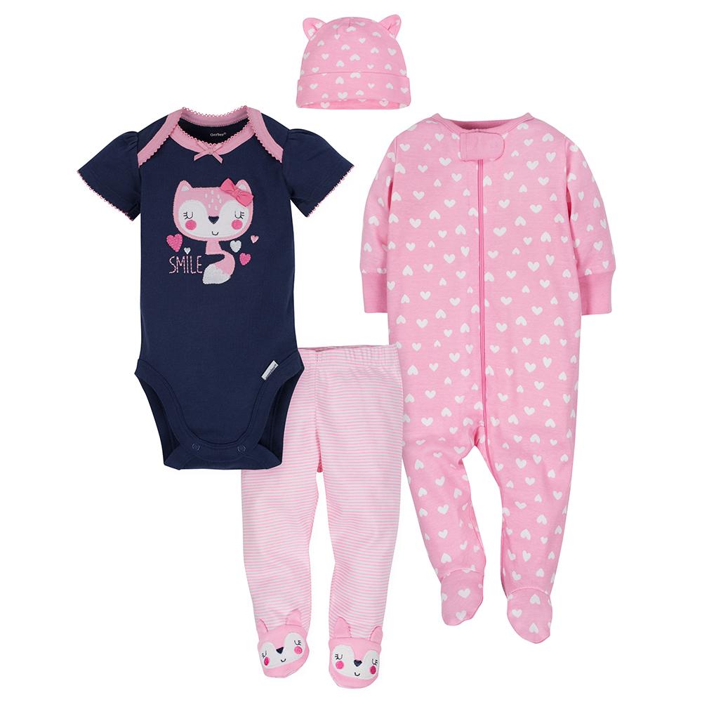 4-Piece Girls Fox Take-Me-Home Set-Gerber Childrenswear Wholesale