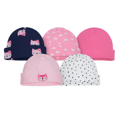 5-Pack Girls Fox Caps-Gerber Childrenswear Wholesale