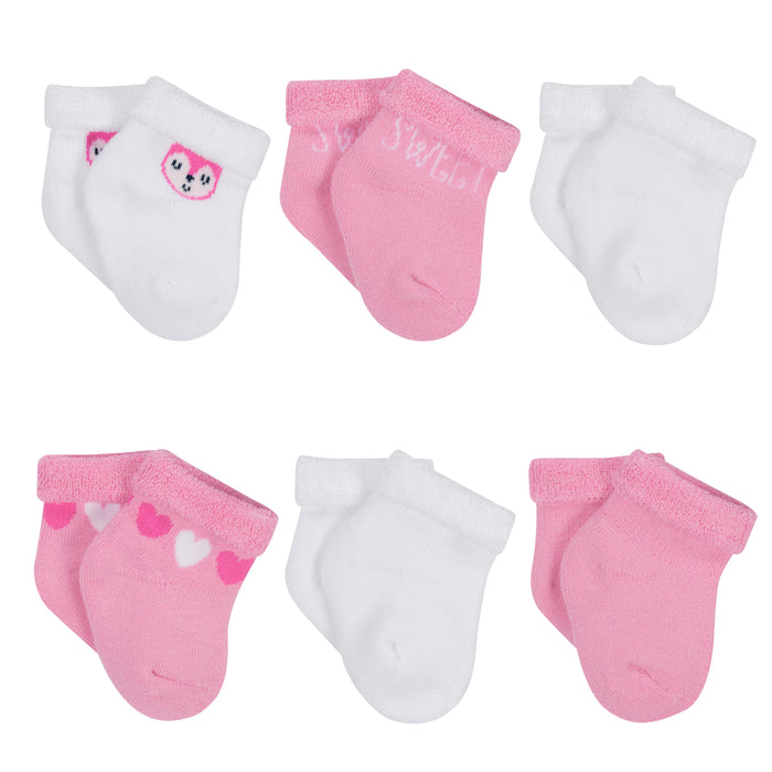 6-Pack Girls Fox Wiggle-Proof Socks-Gerber Childrenswear Wholesale