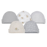 5-Pack Neutral Elephant Caps-Gerber Childrenswear Wholesale