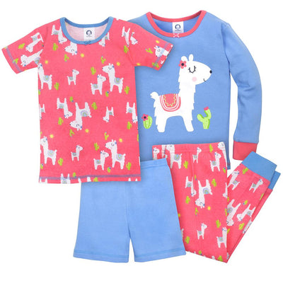 4-Piece Girls Llama Snug Fit PJs-Gerber Childrenswear Wholesale