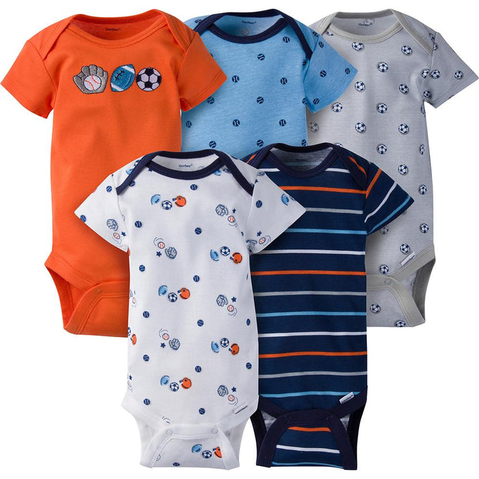 5-Pack Boys Sports Onesies® Brand Short Sleeve Bodysuits-Gerber Childrenswear Wholesale