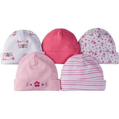 5-Pack Girls Bear Themed Caps-Gerber Childrenswear Wholesale