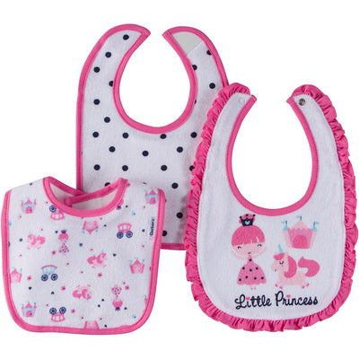 3-Pack Girls Little Princess Dribbler Bibs-Gerber Childrenswear Wholesale
