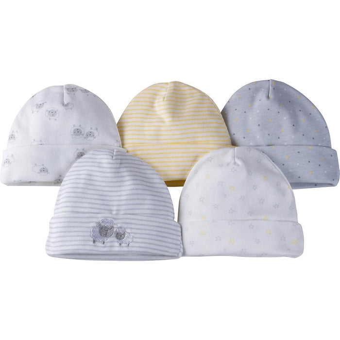5-Pack Neutral Grey Lamb Caps-Gerber Childrenswear Wholesale