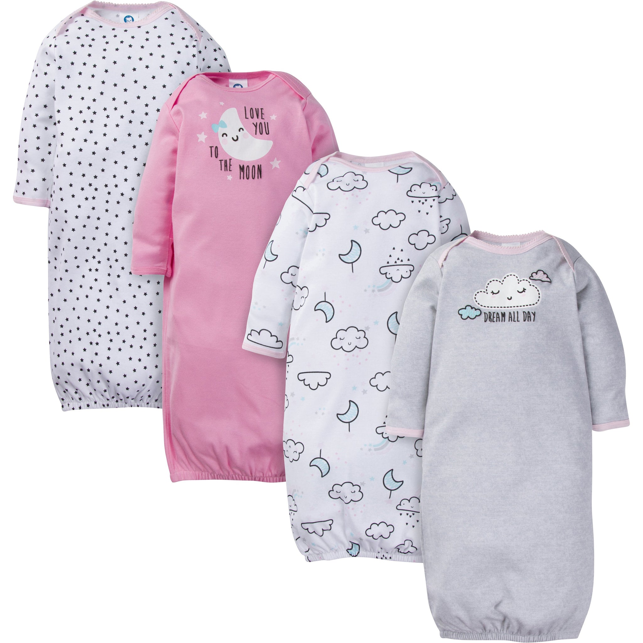 4-Pack Girls Clouds Gowns-Gerber Childrenswear Wholesale