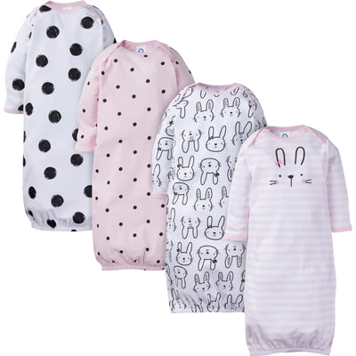 4-Pack Girls Bunny Gowns-Gerber Childrenswear Wholesale