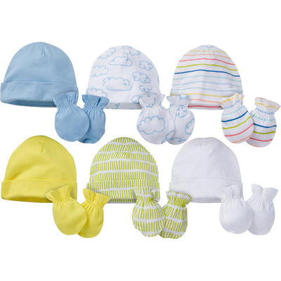 12-Piece Onesies® Brand Baby Boy or Girl Unisex Cap and Mitten Set-Gerber Childrenswear Wholesale