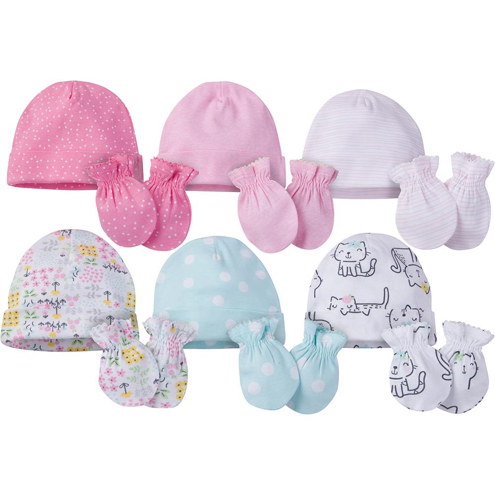 12-Piece Onesies® Brand Baby Girl Cap and Mitten Set-Gerber Childrenswear Wholesale