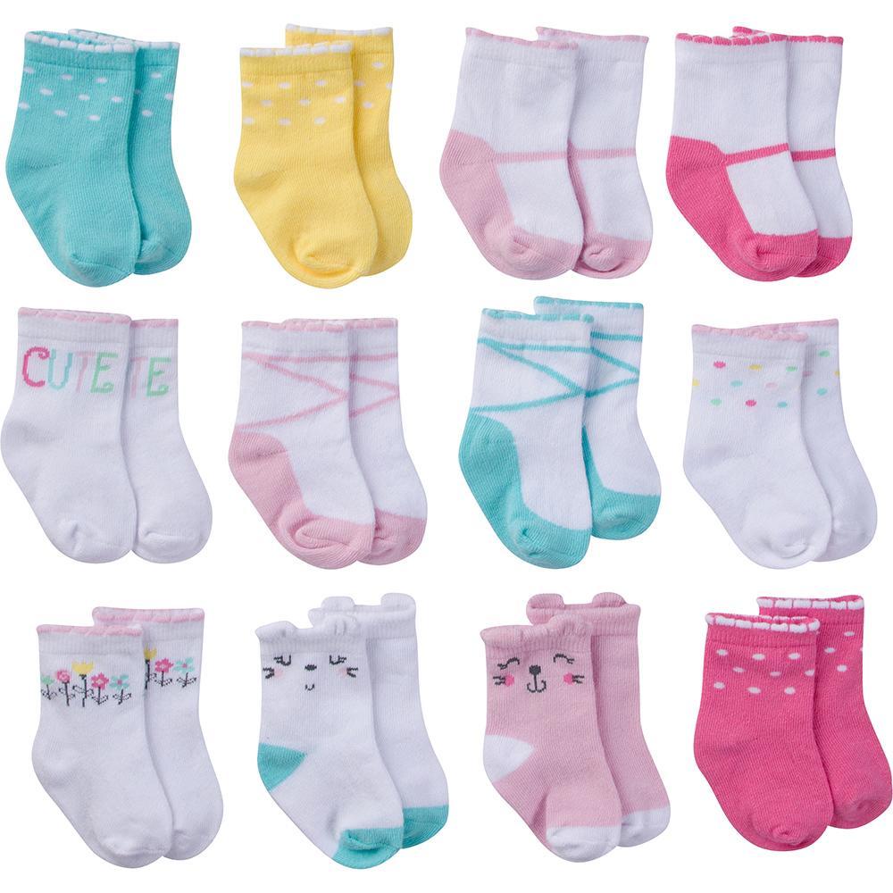12-Pack Onesies® Brand Baby Girl Multi-Colored Jersey Crew Socks-Gerber Childrenswear Wholesale