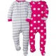2-Pack Girl Pink Dot Snug Fit Footed Pajamas-Gerber Childrenswear Wholesale