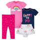 4-Piece Baby Girls Rainbow Onesies® Bodysuit, Shirt, Pants & Skort Set-Gerber Childrenswear Wholesale
