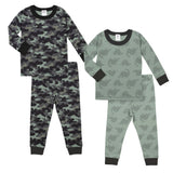 4-Piece Organic Toddler Boys Dino and Camo Pajamas-Gerber Childrenswear Wholesale