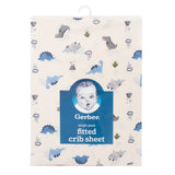 Boys Blue Dinosaur Fitted Crib Sheet-Gerber Childrenswear Wholesale