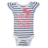 4-Pack Girls Navy & Pink Short Sleeve Onesies® Bodysuits-Gerber Childrenswear Wholesale