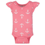 4-Pack Girls Navy & Pink Short Sleeve Onesies® Bodysuits-Gerber Childrenswear Wholesale