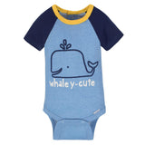 4-Pack Boys Whale Short Sleeve Onesies® Bodysuits-Gerber Childrenswear Wholesale
